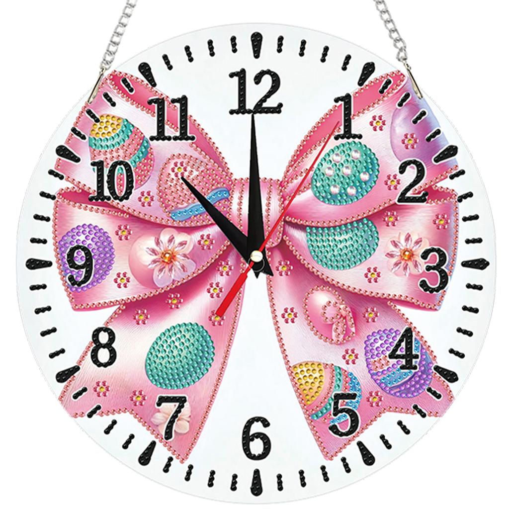 2D Flat DIY Acrylic Diamond Painting Clock Pendant with Clocks Function Diamond Art Clock Kits 9.65x9.65inch for Home Decoration