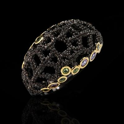 Silber Hochwertig Schwarz Nano Zirkon Schwarz Vergoldet Hohlring Beliebte Mode Hochzeit Verlobung Schmuck Geschenk