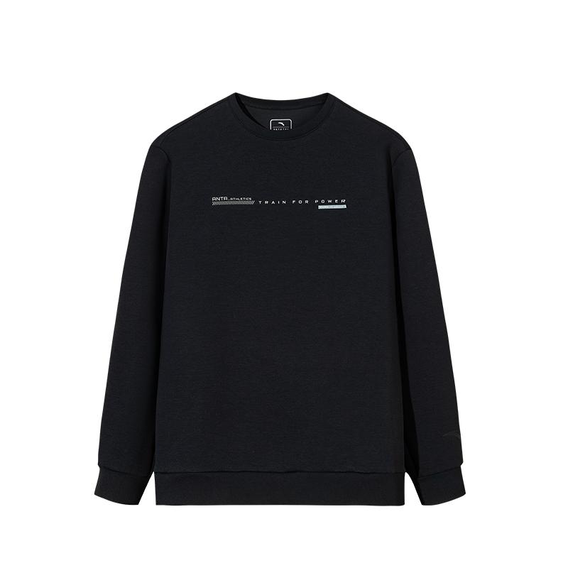 Anta Casual Comfortable Simple Universal Pullover Round Neck Sweatshirt Men sweatshirt Basic-Black 152537705-3