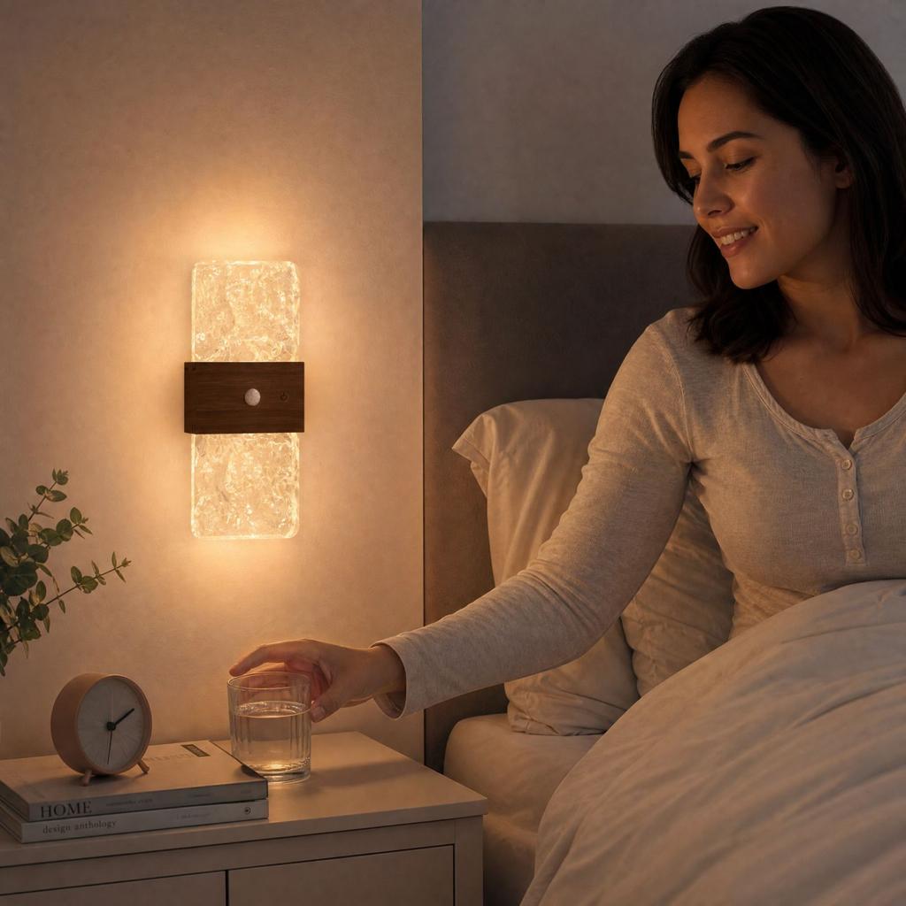 Motion Night Light for Bedroom, Rechargeable Wall Lamp, Wireless Decorative Ambient Light