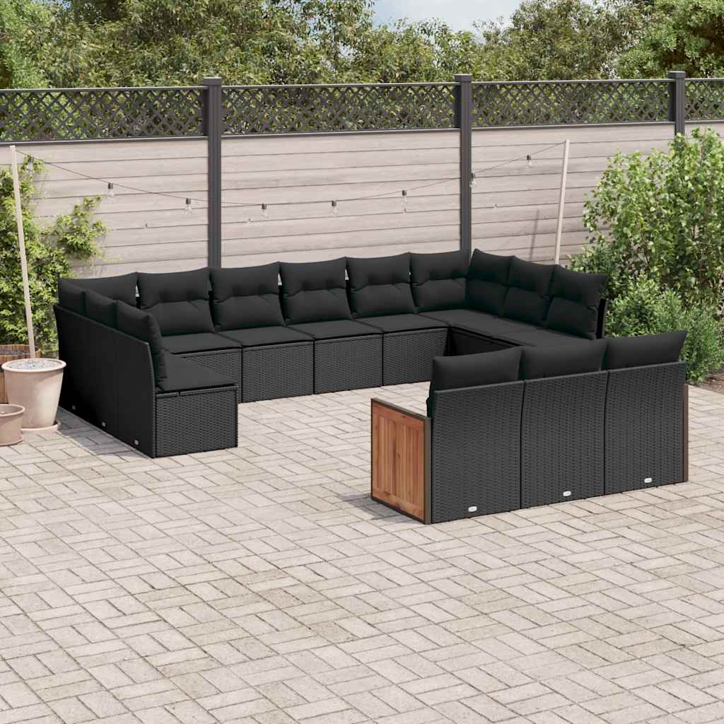 Vidaxl 13-Cz. Zestaw Mebli Do Ogrodu, Poduszki, Czarny, Rattan Pe