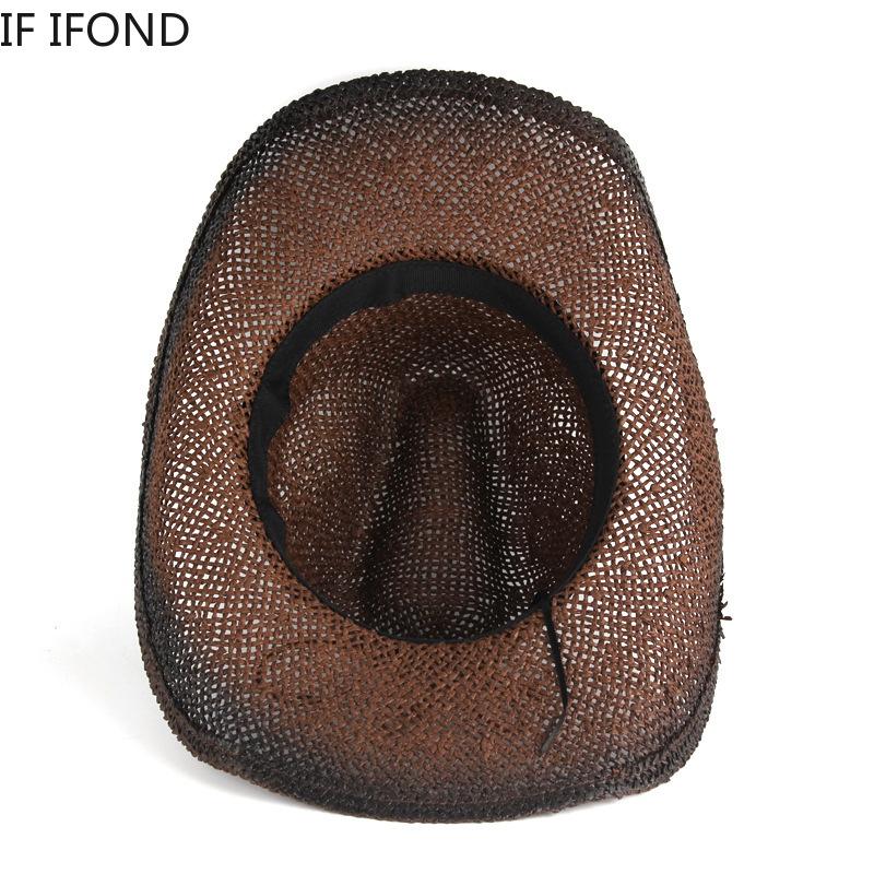 Handgemachte Webart Hohl Western Cowboy Hut Für Männer Frauen Sommer Outdoor Cowgirl Strand Sonne Stroh Hut sombrero hombre