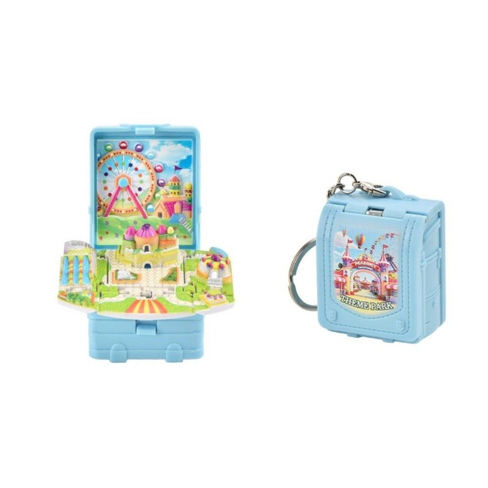 

Creative Stereo Book 3D Folding Book Mini Cartoon Castle Pop Up Book Keychain Dream Amusement Decompression Pendant синий