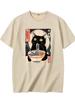 Vintage Japanese RaUnisex Cat TShirt Kitten Eating Noodles Print Short Sleeve Fashion Harajuku Kawaii Tshirt Womens Y2K Clothing