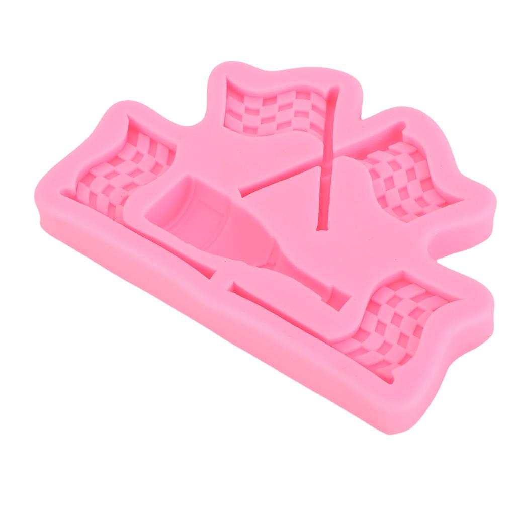 Flagg Fondantform Silikon Racerbiltema Sjokolade Godteri Bakeform Kaketopp Dekorasjon til Gutt Bursdag Leire