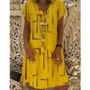 2024 Spring Oversize Print V-neck Short Sleeve Loose Dresses Summer Elegant Casual Trendy Lady Clothes