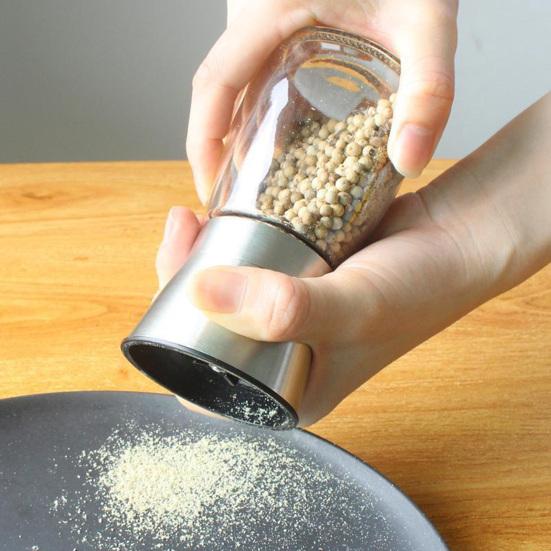 1/2Pcs Pepper Grinder Visible Transparent Glass Ceramic Core Manual Grinder Sea Salt Powder Grinder Seasoning Bottle Jar