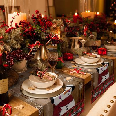 Christmas Cute Snowman Table Runners Home Kitchen Cafe Decor Festival Wedding Party Table Accessories Dining Placement Mats