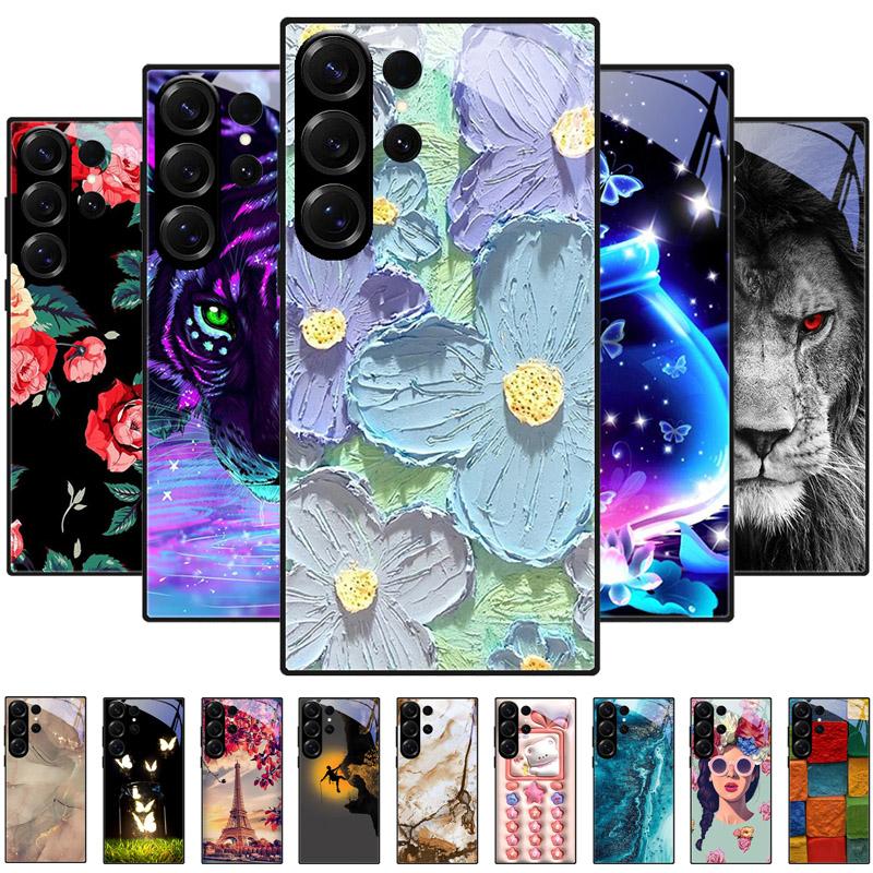 Per Samsung S24 Ultra Cover Posteriore in Vetro Temperato per Galaxy S20 S21 S22 S23 S30 Ultra Custodie Protettive per Telefono in Vetro PC Rigido