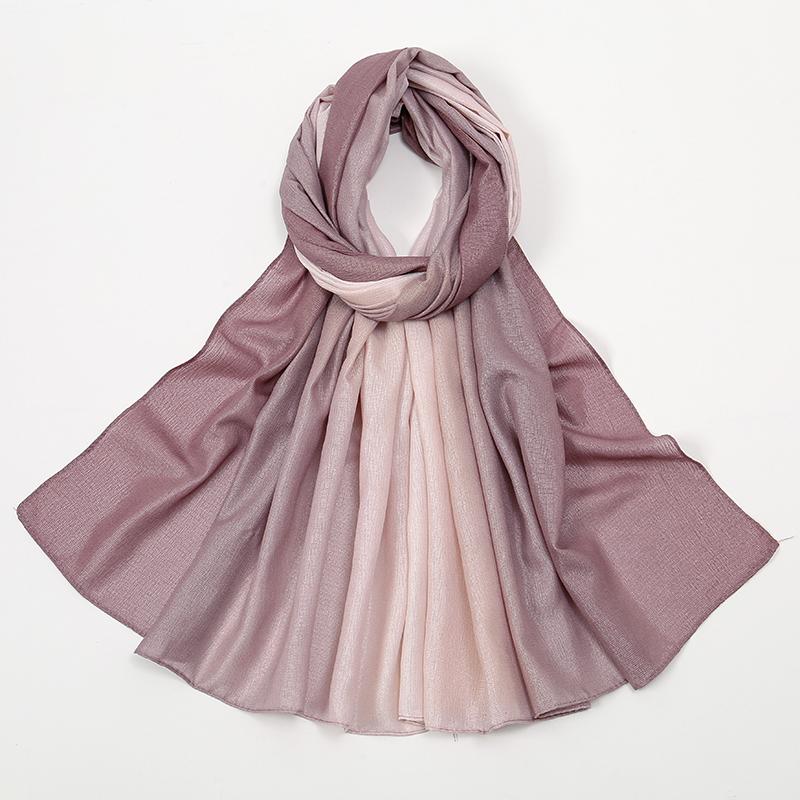 Women Glitter Shiny Hijab Scarf Gradient Shawls Muslim Ombre Turban Islam Ladies Shimmer Elegant Stole Gradient Shawl Tippet