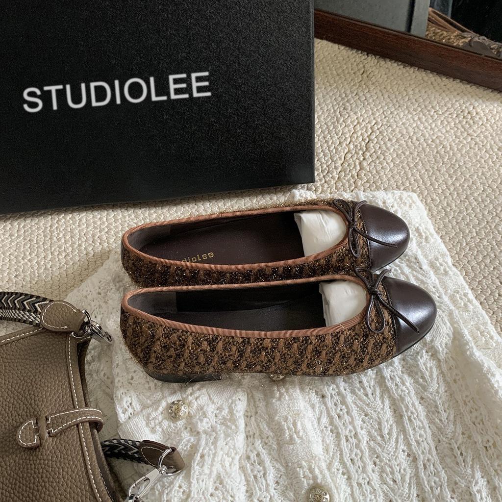 Schafsleder Traubenmutter gleiche klassische Spleißung runde Zehen Ballerinas Schleife niedriger Absatz kleiner duftender Wind leichter Mund einzelne Schuhe