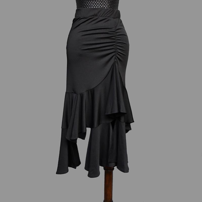 

Black Latin Dance Skirt Women s Girls Salsa Rumba Ballroom Practice Dance Competition Costume Performance Latin Skirt Irregular XS чорний