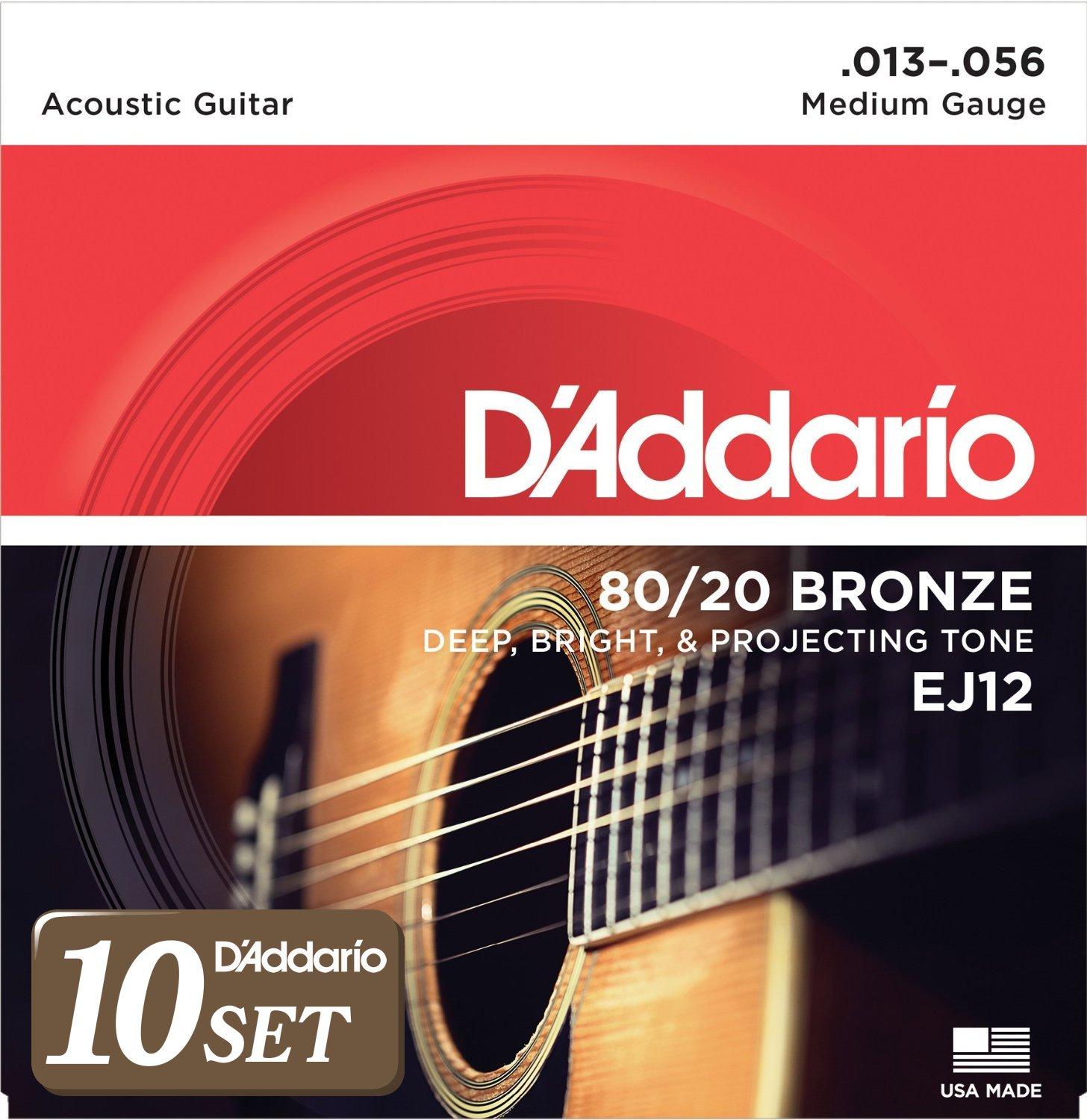 

Струны для акустической гитары Bronze Medium EJ12 x 10 Set D Addario 80/20 .013-.056 []
