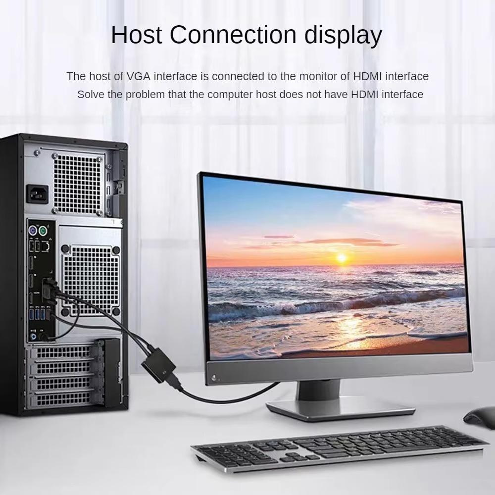 1080P VGA to HDMI Converter Full HD Cable with 3.5mm Audio Output HDMI-compatible Adapter for PC laptop to HDTV Projector