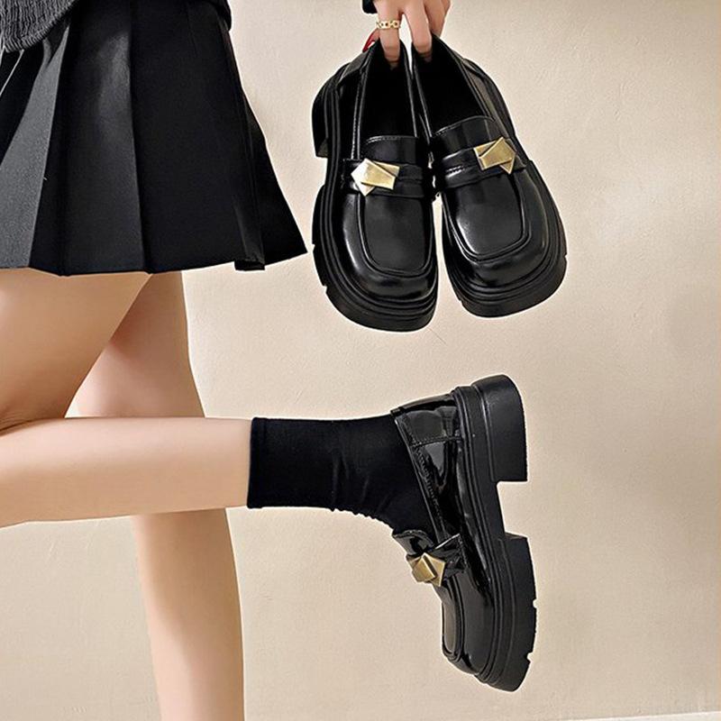 Black Platform British Style Small Leather Shoes Women's Autumn New Retro Versatile Mary Jane