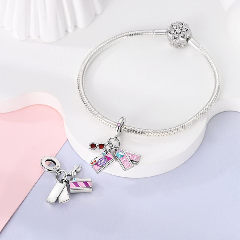 Charms Copper Sunglasses Camera Suitcase Pendant Beads Fit Charms Plata Original Bracelet Beads Women Jewellery Making
