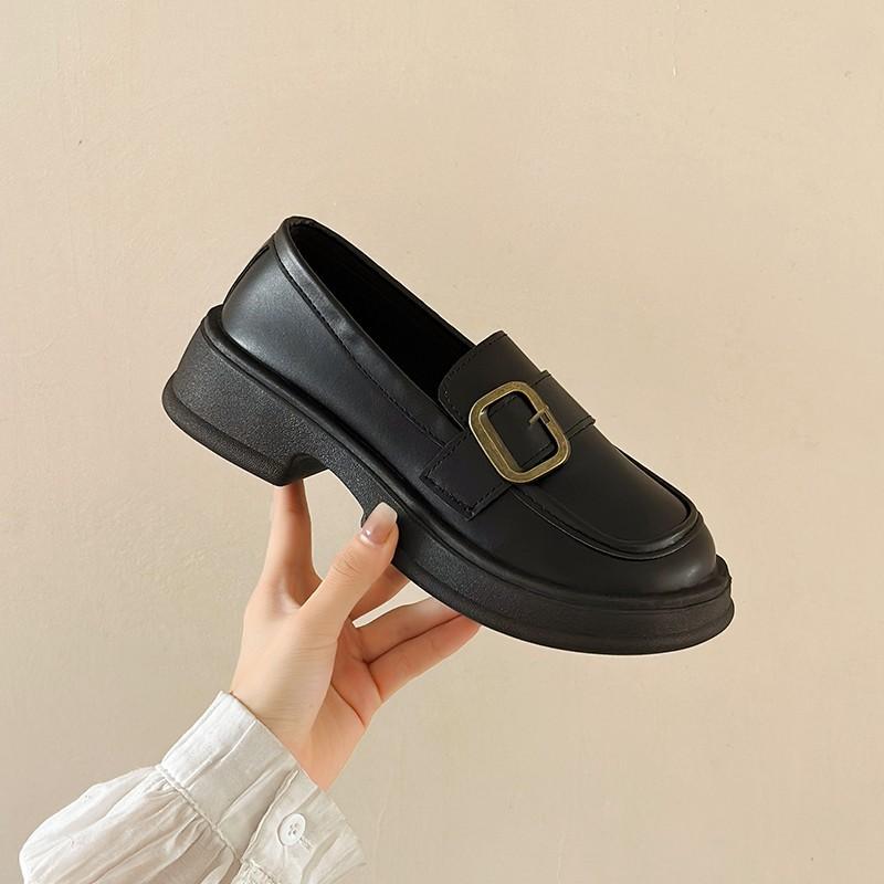 

Черные маленькие кожаные туфли Женские туфли Туфли на платформе с одной педалью Лоферы Женские туфли Мэри Джейн 40 чёрный