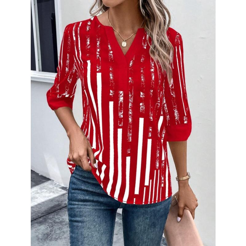 Women's Summer T-shirt Double Patchwork Color Clash Positioning Flower Shirt Short Sleeve Top