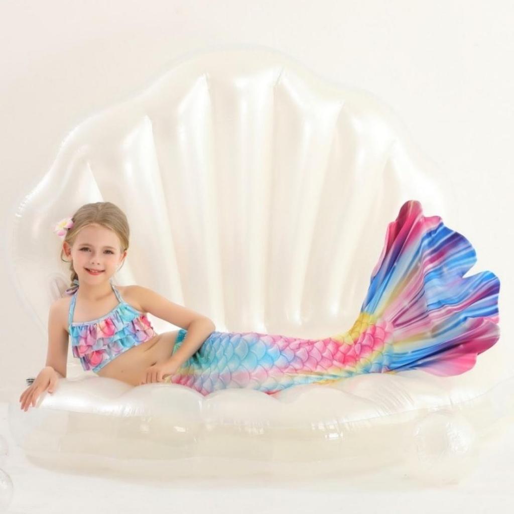 3Pcs Girls Mermaid Tail Swimsuit Children Memaid Swimwear Bikini Bathing Suit Halloween Costume Princess Beach Party Clothing