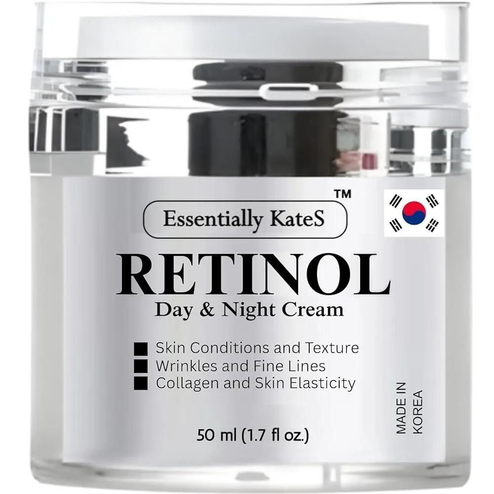 

Essentially Kates Face and Eye Retinol Cream Gentle Revolution K-Beauty Anti-aging Moisturizer containing Hyaluronic Acid and E