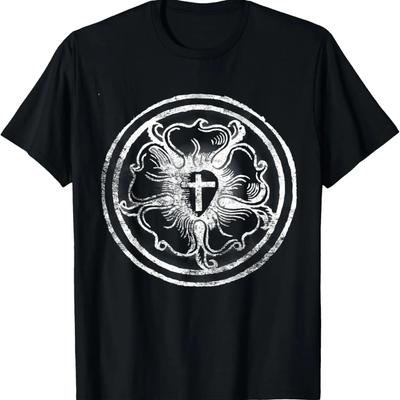 Martin Luther Rose Luthersches Symbol Abgenutzt Kreide 5 Solas T-Shirt