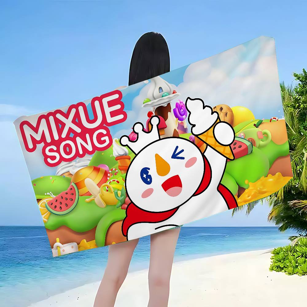 Cute M-Mixues Ice Cream & Tea Logo Big Microfiber Beach Towels Quick Dry Towel Sand Beach Towels Pool Towel for Travel Yoga