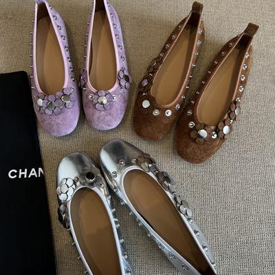 Fashion Flat Shoes for Women Spring and Autumn New Flower Round Toe Ballet Shoes for Women In 2025 Flat Ladies Shoes Zapatillas Mujer