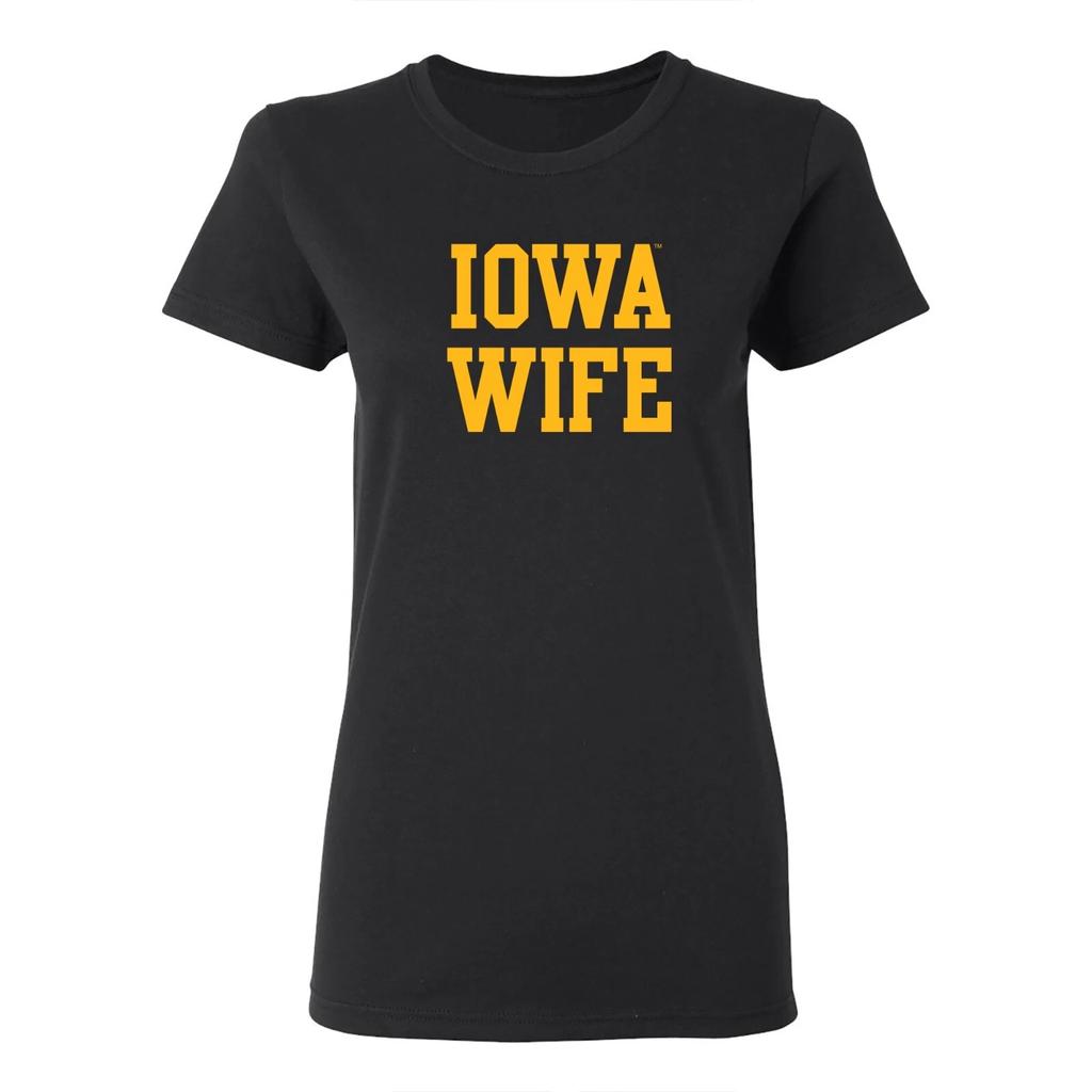 Iowa Basic Block Wife Womens T-Shirt - Black