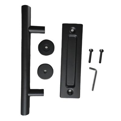 Sliding Barn Door Handle Carbon Steel 4.8mm Thick Double Sided Barn Door Push Pull Handle Black