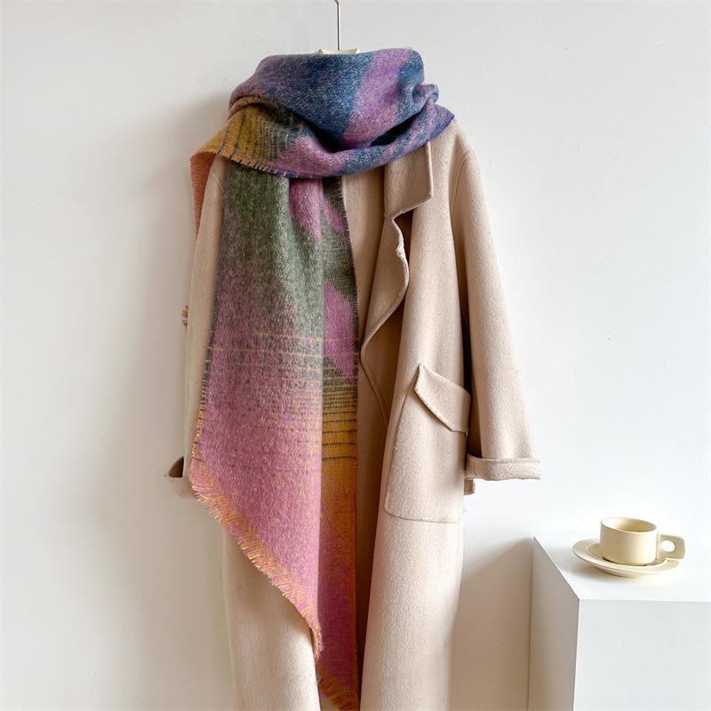New Thickened and Elongated Winter Scarf Cashmere Feeling Shawl and Wraps Pashmina Neckerchief Bufanda Female Poncho 48Colors