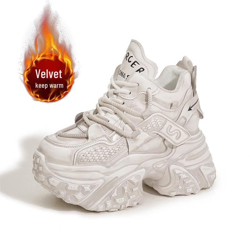 

2024 Женские кроссовки на толстой подошве с высоким верхом в стиле папиных: Трендовые, Цветные, Увеличивающие рост, Плюс бархат для зимнего тепла Size 38