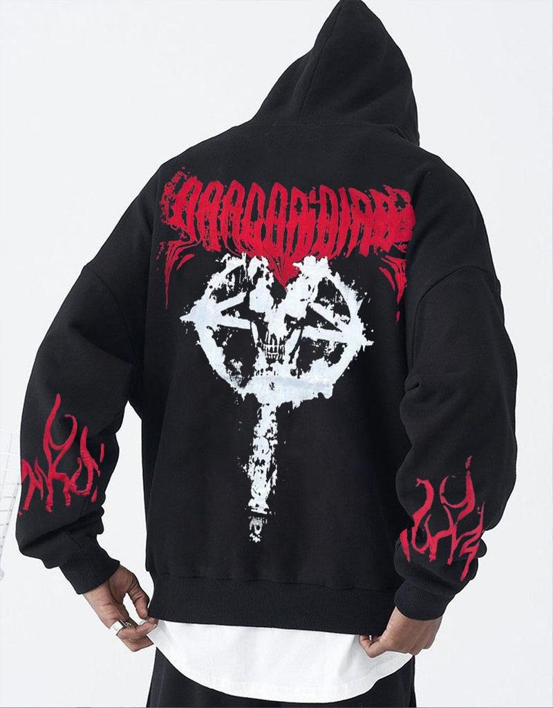 European and American Wish Independent Station Tide Brand Pattern Hooded Sweater Supports a Custom-made