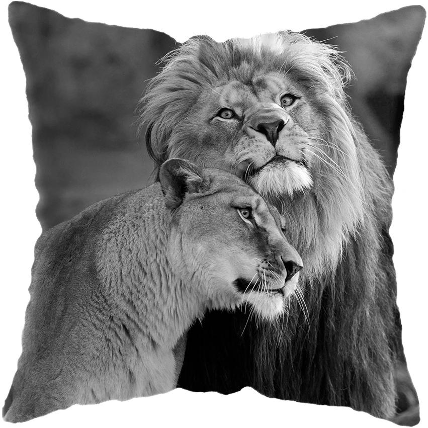 45x45cm Wild Animals Lions Tigers Cushion Cover Pillow Case Decorative Wild Animals Lions Pillow Cover Sofa Chair Pillow Case