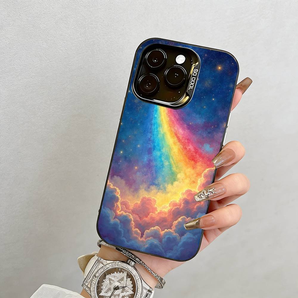 colorful Phone Case For iPhone 17,16,15,14,13,12,11 Plus,Pro Max,XS,Colorful Silver Black Cover