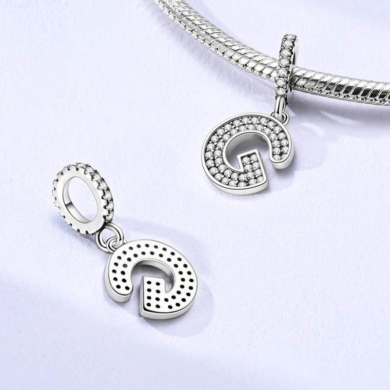 Copper Plated 26 Letters Alphabet Beads Pendant Fit Original Bangle Bracelets Charms Diy Jewelry Woman Gift