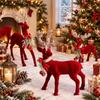 Glänzende Geweihe Xmas Rentier Statue Exquisites Glitzer-Schleifchen Hirsch Schreibtisch