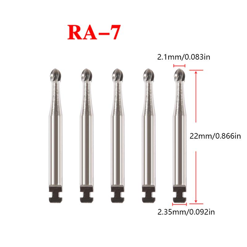 5Pcs/Box Dental Tungsten Carbide Burs Low Speed Round Ra Series For Dental Lab Or Clinic Shank Diameter 2.35Mm For Dentist