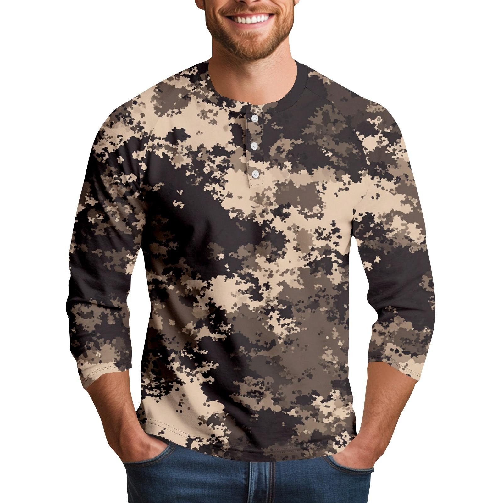 

Мужская камуфляжная рубашка с воротником и рукавом семь четвертей XXL