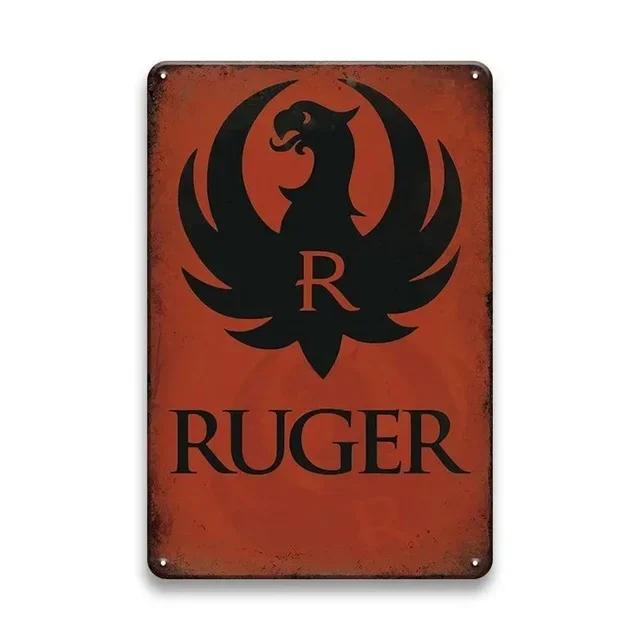Vintage Ruger Beretta Metal Tin Signs: Elevate Your Home Bar Decor with Retro Flair