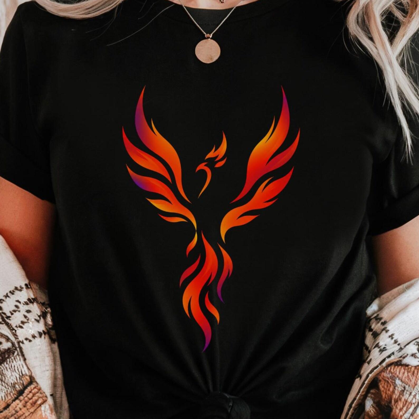 Phoenix Rising Shirt | Fire Bird Graphic Tee | Rebirth Strength Symbol T-Shirt 2XL