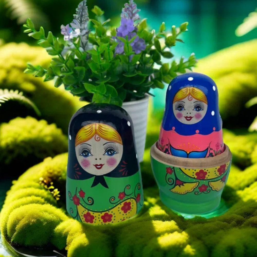DIY Paint Nesting Dolls Wooden Stacking Dolls Decorations Matryoshka Doll Toys  Chidrens Gift