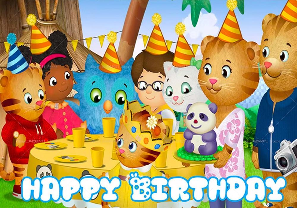 Sfondo Cartone Animato Daniel Tiger, Striscione con Tema Amici del Quartiere, Decorazione Festa Bambini, Sfondo Fotografico