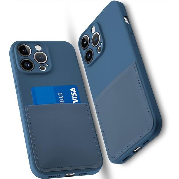 Silicone Wallet Phone Case for iPhone 14 Pro Max 6.7 Inch with Credit Card Holder Pocket, Full-Body Bumper Protection Camera Protect Case (Black)
