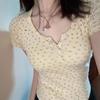 Women's Short-Sleeve Floral Cropped T-Shirt - Petite Slim Fit, Trendy Summer Design