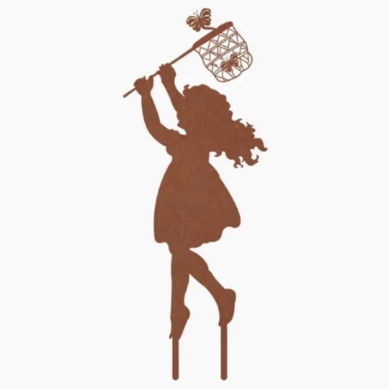 1 Pair Silhouette Art Model Little Boy Girl Shape Character Silhouette Art Ornament Garden Decor Stakes