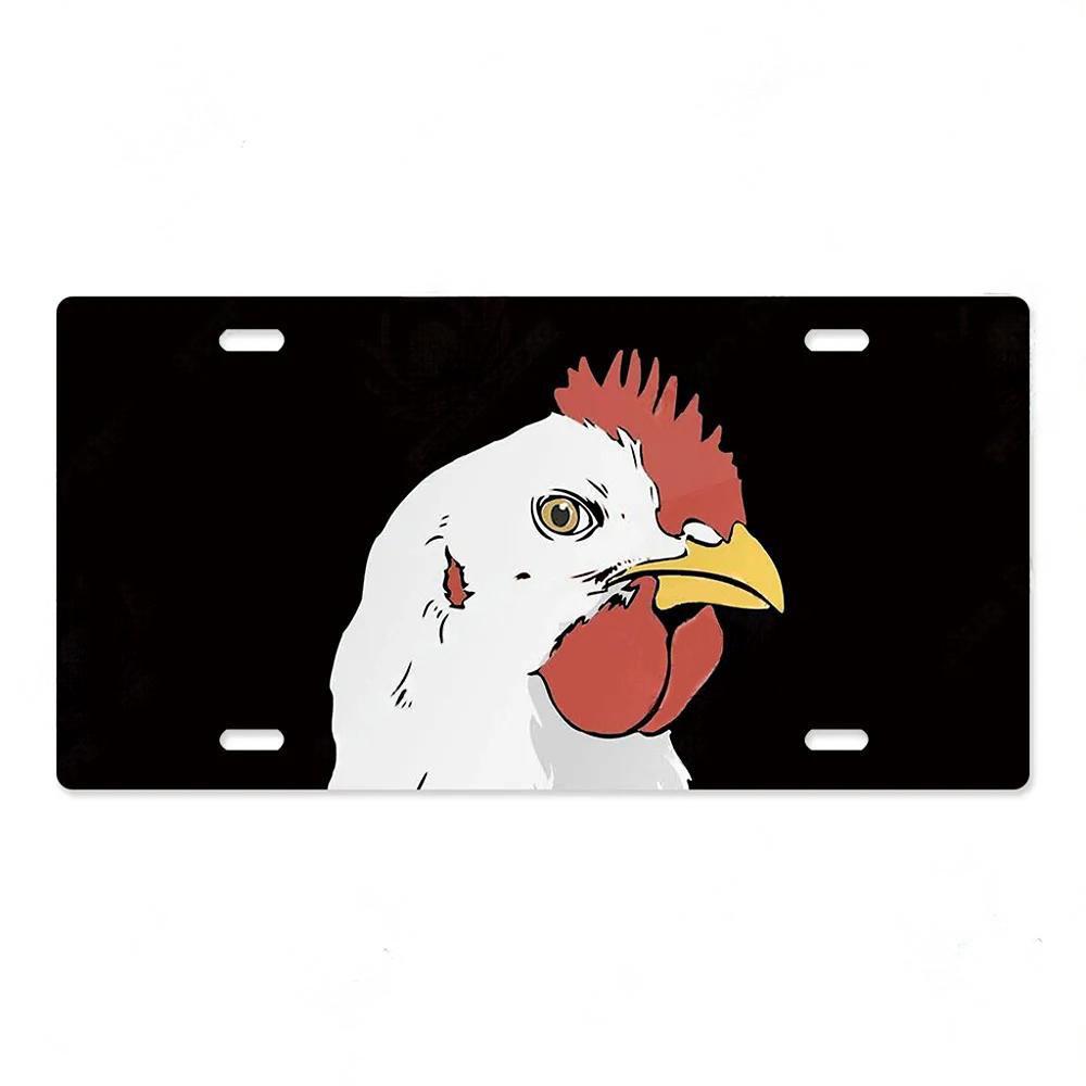 Vintage Metal Chicken Licenses Plate Signs Decor Plaque Metal Decoration for Hen House Door Farmhouse