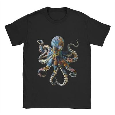 Pánské Dámské Tričko Tmavá Chobotnice Japonské Umění Trička Trendy Letní Tričko Klasické Ležérní 100% Bavlna Vrcholy Větší Velikost 6XL