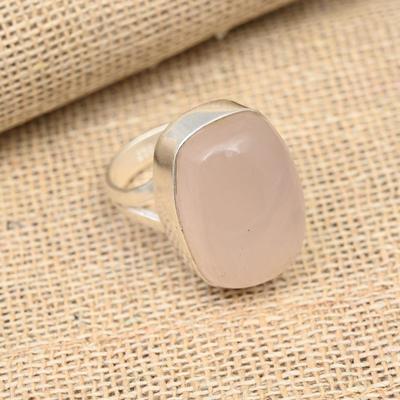 Rose Quartz Gemstone Handmade 925 Sterling Silver Ring Jewelry For Thanksgiving