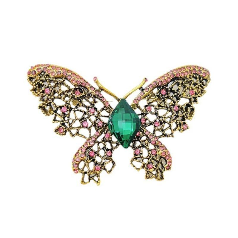 Exquistie Fashion Vintage Crystal Butterfly Brooches Pins for Women Coat Jewelry Accessories Gift