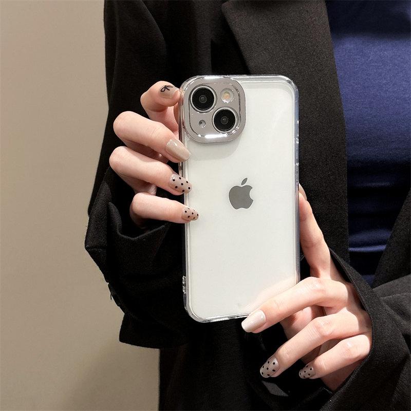 Simple metal precision frame transparent Case for iPhone 16 Pro Max 15 14 Plus 13 12 11 Pro XS XR All-inclusive fall protection Cover